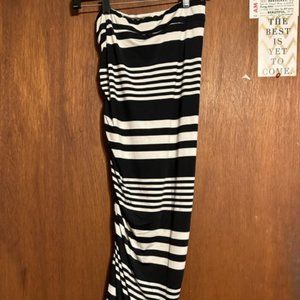 Black and White Striped Midi Skirt Size M